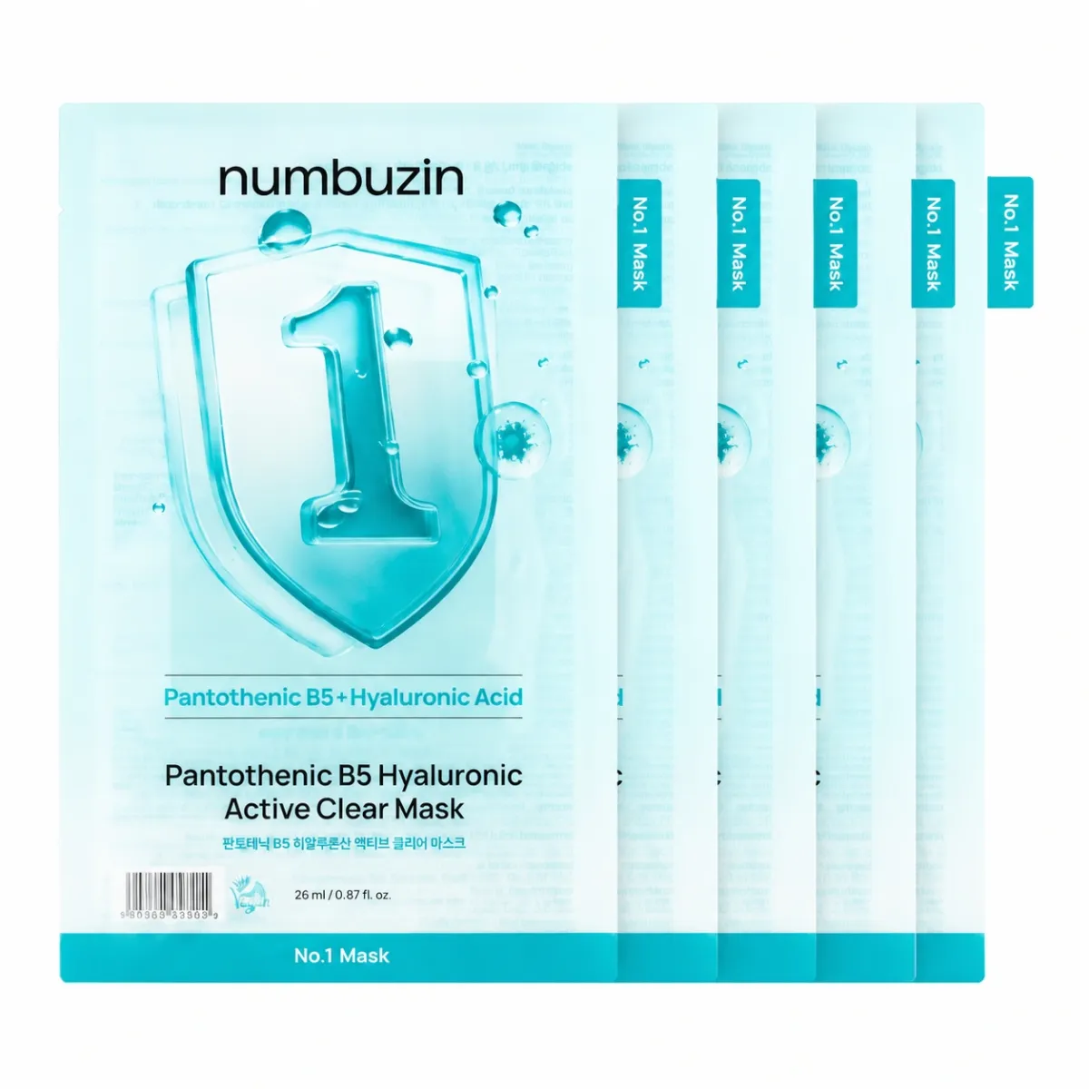 NUMBUZIN No.1 Pantothenic B5 Hyaluronic Active Clear Mask (26ml * 5ea)