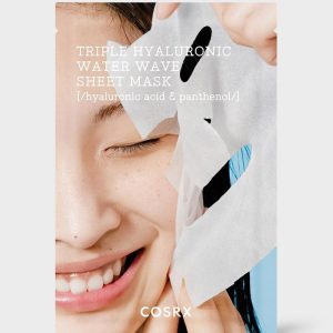 Cosrx Hydrium Triple Hyaluronic Water Wave Sheet Mask pouch on white background