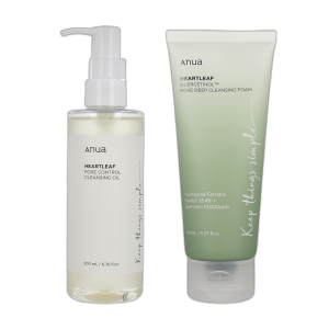 ANUA Heartleaf Cleansing Oil (200ml) & Foam Cleanser (150ml) Pore Care Duo