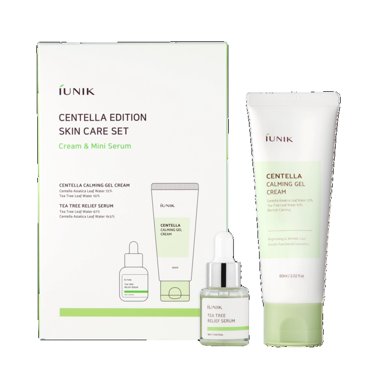 Iunik Centella Edition Skincare Set (60 ml Gel Cream + 15 ml Serum)